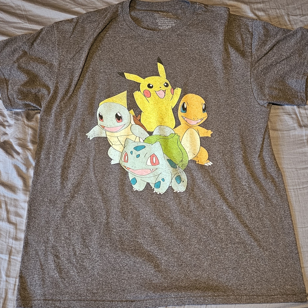 Vintage Gray Pokémon Graphic T-Shirt